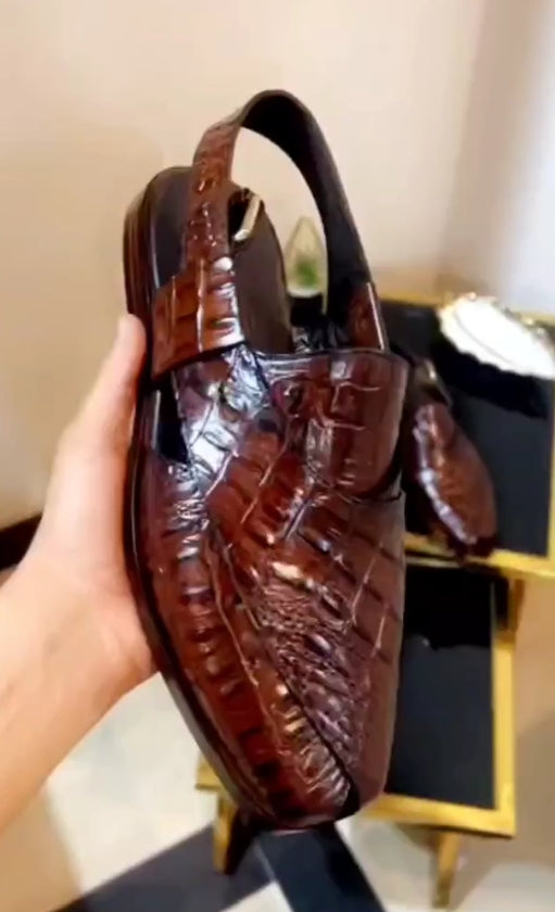 Hand-made crocodile leather retro trend casual shoes