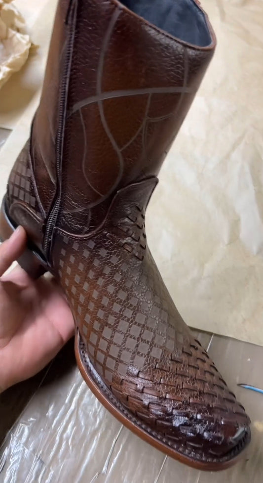 Crocodile Print Western Cowboy Boots