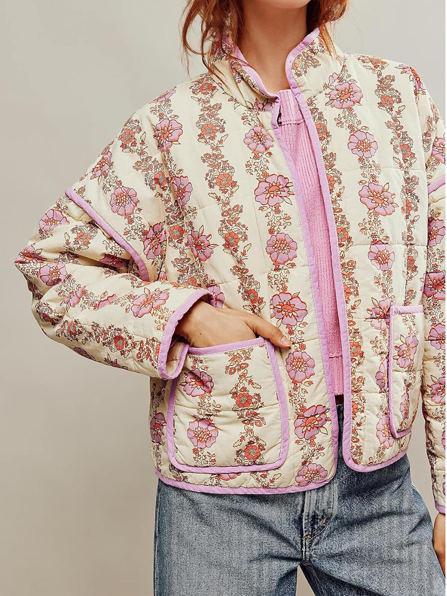 Floral Print Thickened Warm Cotton Jacket