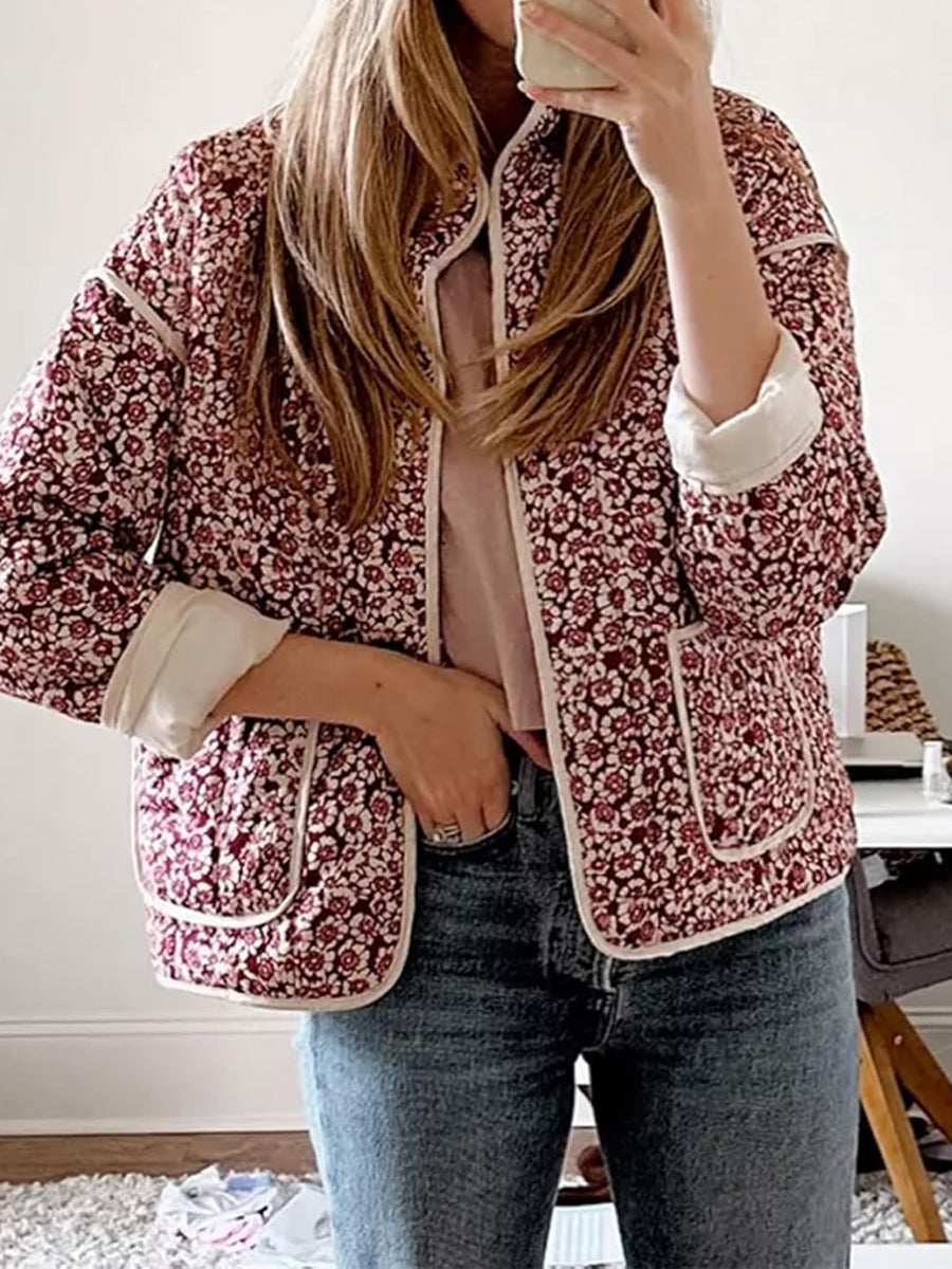 Floral Print Thickened Warm Cotton Jacket