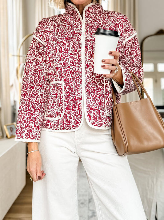 Floral Print Thickened Warm Cotton Jacket