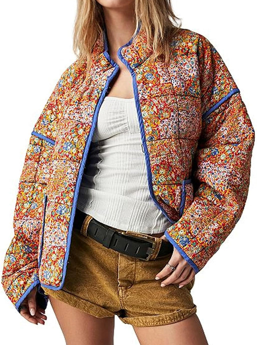 Floral Print Thickened Warm Cotton Jacket