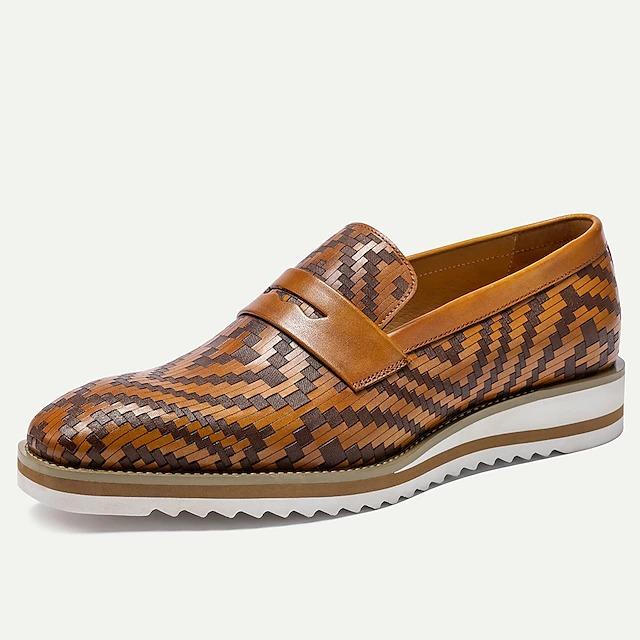 Men's Loafers Retro Roman Mules Vintage Handwoven Leather