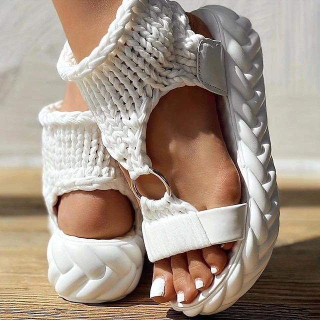 Thick-soled women's sandals knitted wool sponge cake sandals