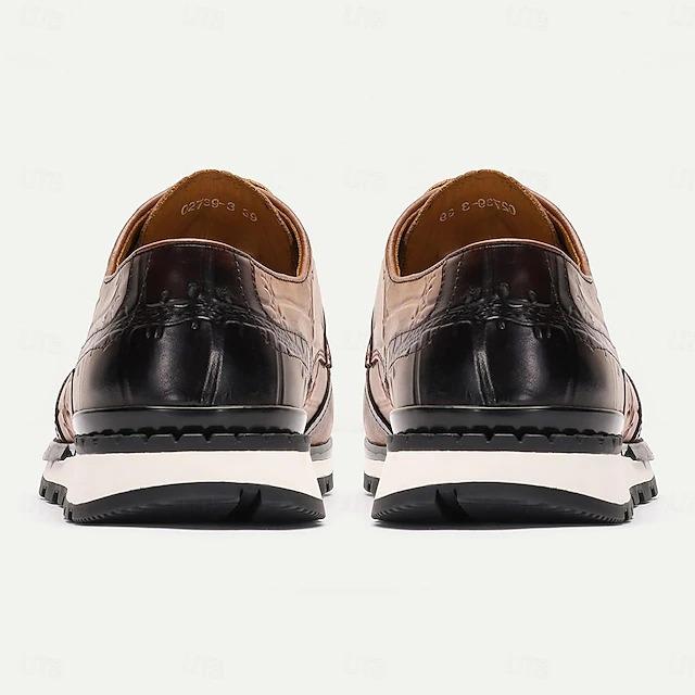 Men's Sneakers Dress Sneakers Leather Italian Full-Grain Cowhide Slip Resistant Lace-up Brown