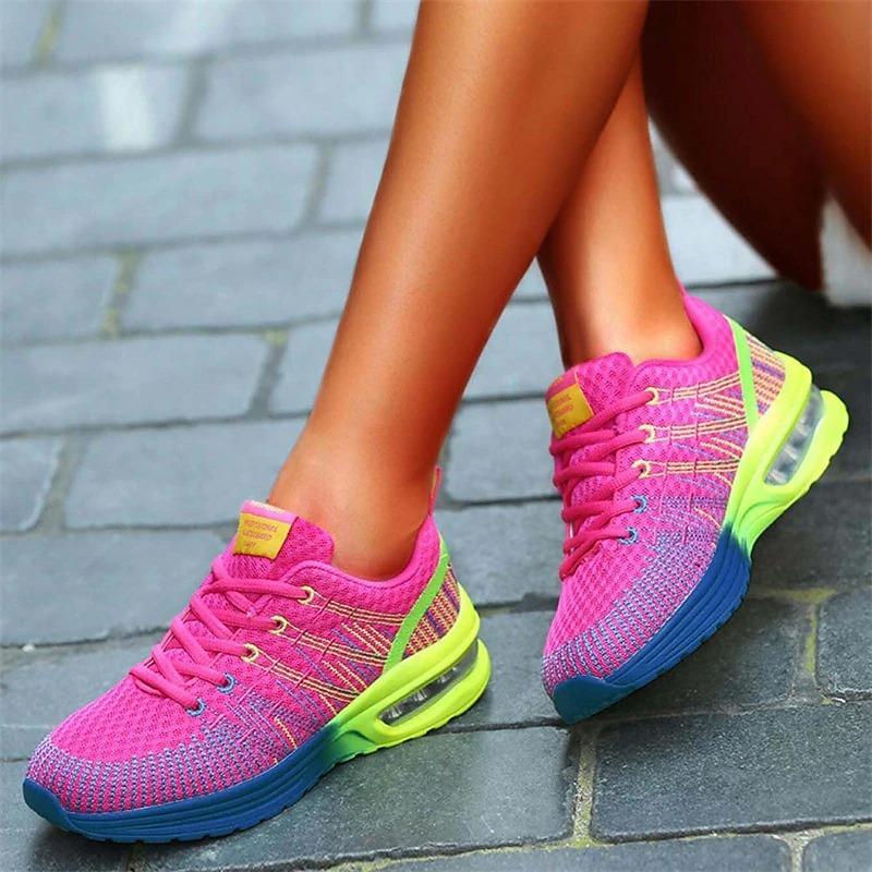 New Color Air Cushion Flying Weaver Women's Running Shoes