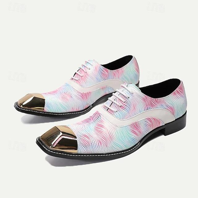 Italian Full-Grain Cowhide Comfortable Slip Resistant Lace-up Blue Pink