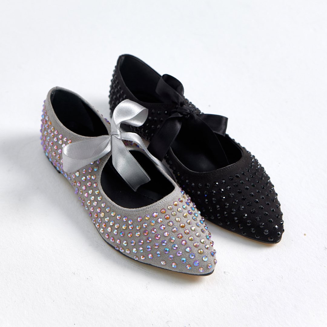 Sparkly Elegant Bow Flat Shoes