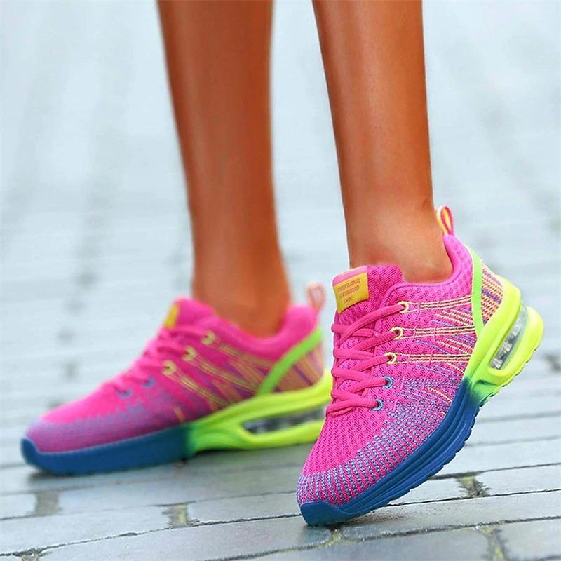 New Color Air Cushion Flying Weaver Women's Running Shoes