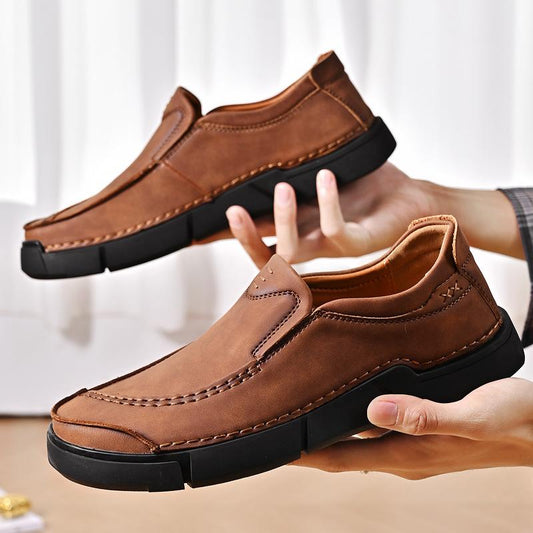 Fall New Stitching Casual Leather Shoes