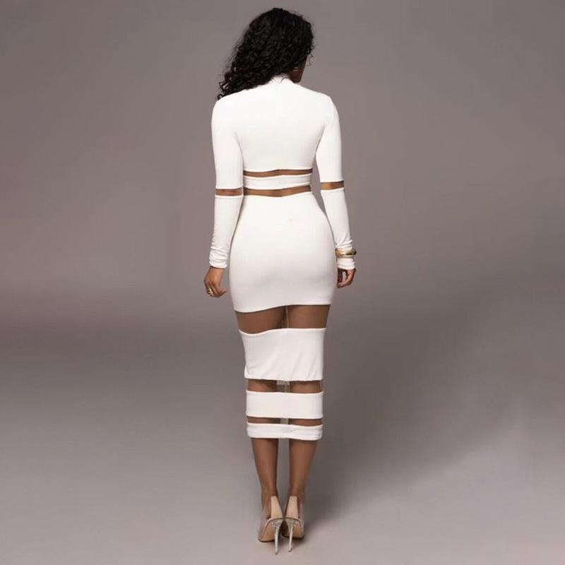 Mesh splicing illusion dress