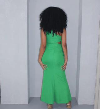 One shoulder strap green Dress