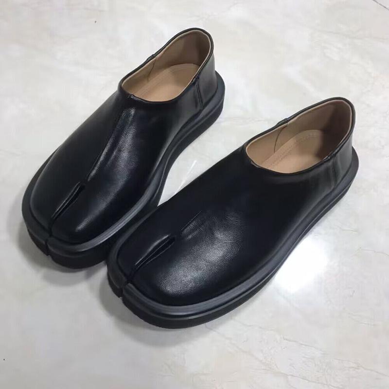 Thick-soled comfortable soft leather shallow toe shoes