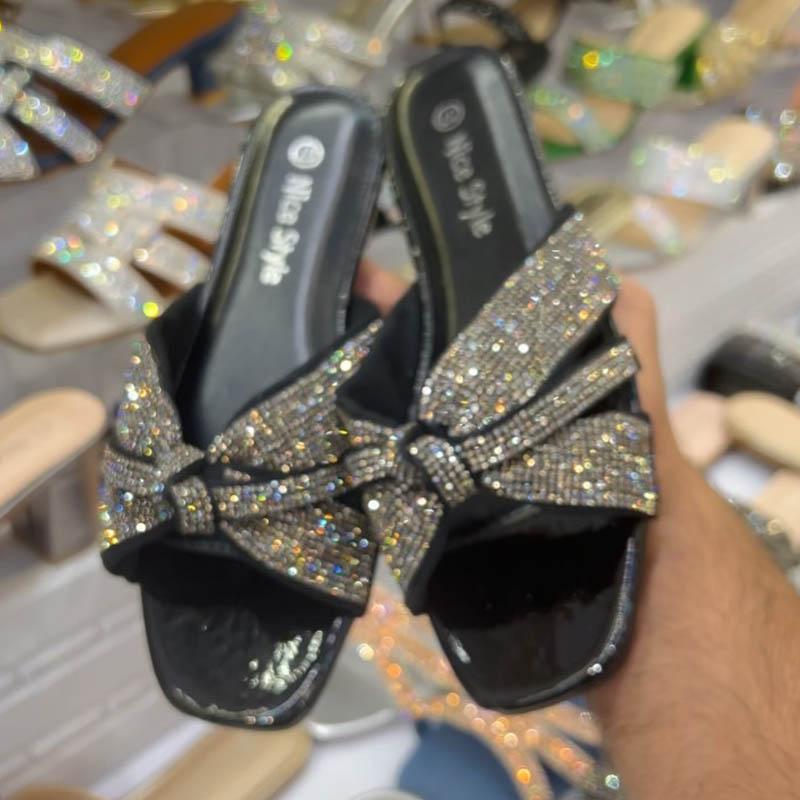 Summer Rhinestone Flat Slippers