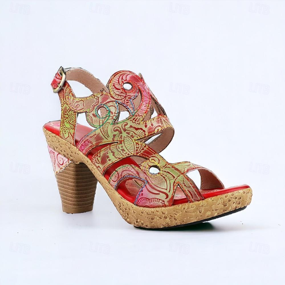 Blue Dream Butterfly retro leisure folk style high-heeled sandals