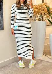 Striped Knitted Suit Skirt