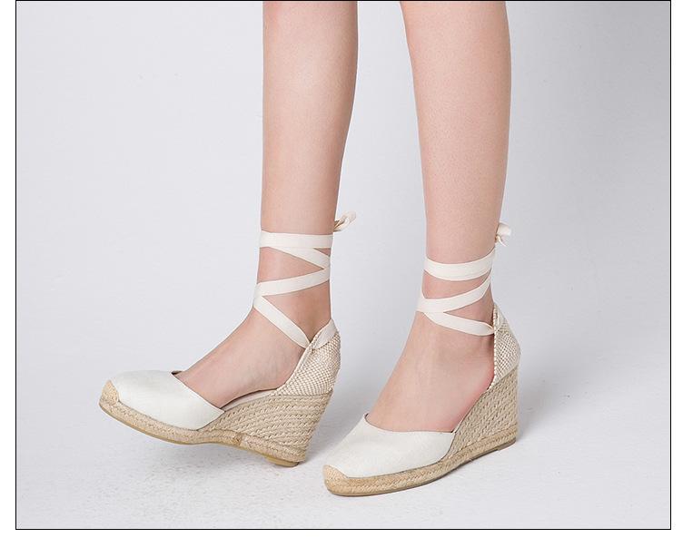 Women's espadrille strappy wedge shoes