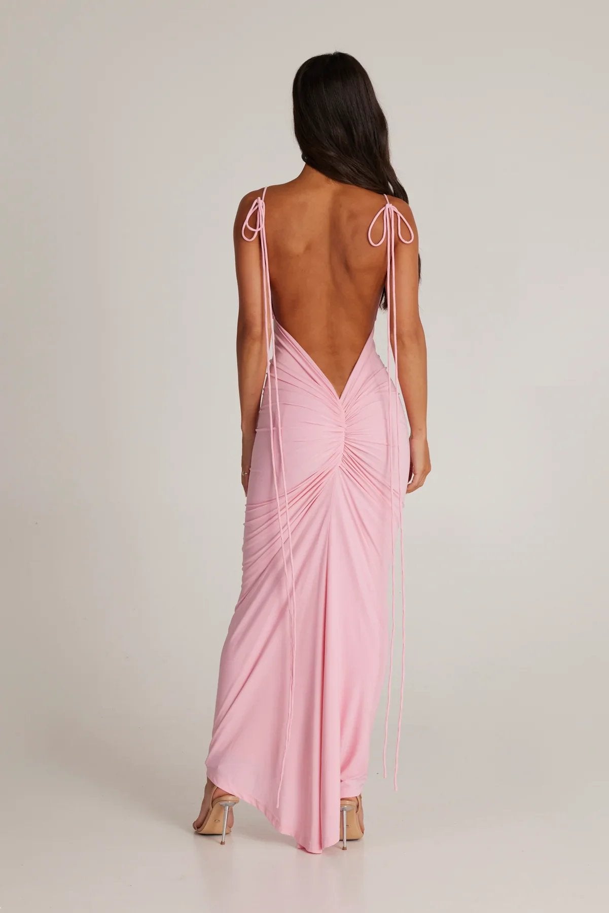 Pink fringed fishtail dress