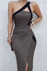 One-sided gray knitted Dress