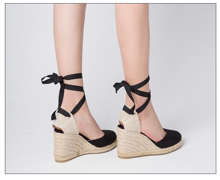 Women's espadrille strappy wedge shoes