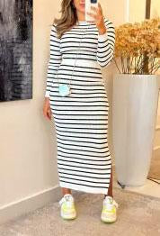 Striped Knitted Suit Skirt