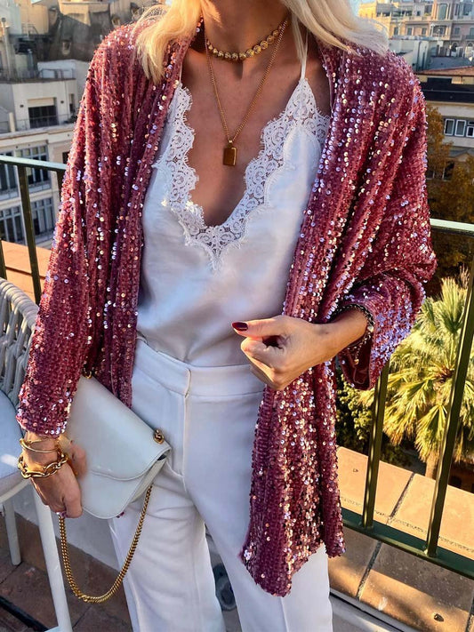 Sequined Loose Cardigan