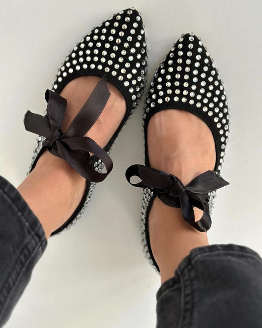 Sparkly Elegant Bow Flat Shoes