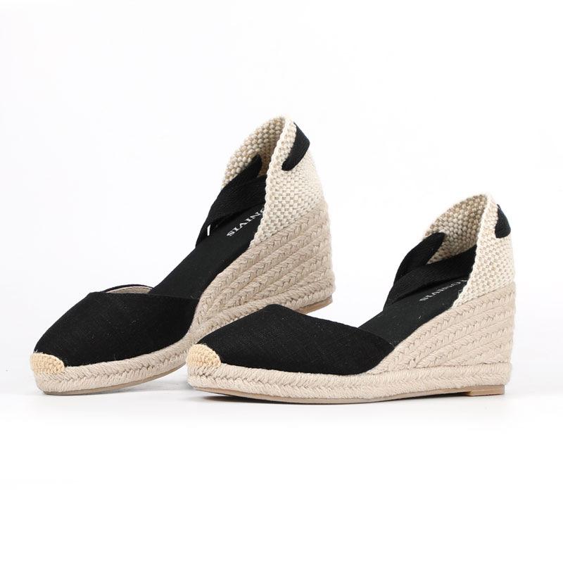 Women's espadrille strappy wedge shoes