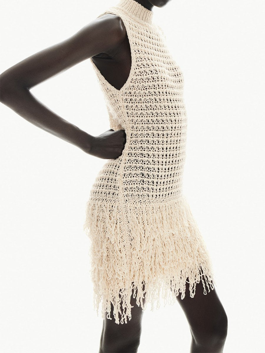 Sleeveless Fringed Knitted Dress