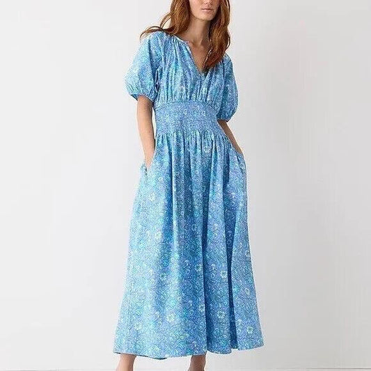 Smocked-Waist Midi Dress