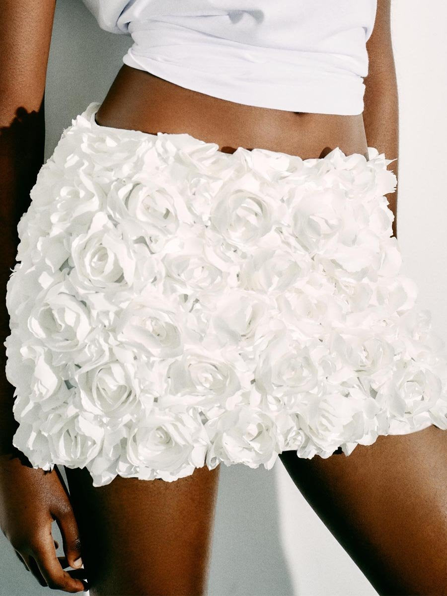 Tulle Floral Mini Skirt