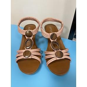 Wedge-heeled Roman sandals with thick soles