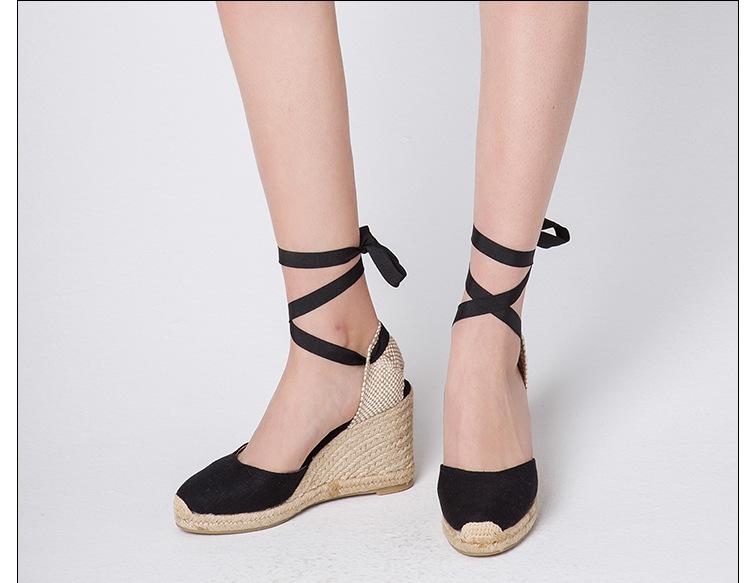 Women's espadrille strappy wedge shoes