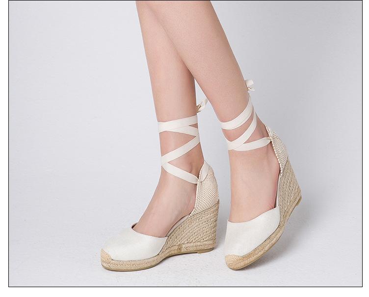 Women's espadrille strappy wedge shoes