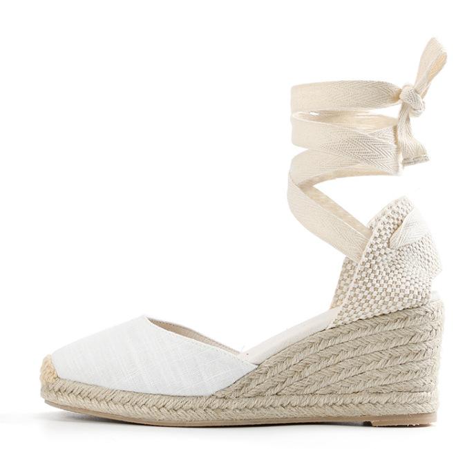 Women's espadrille strappy wedge shoes