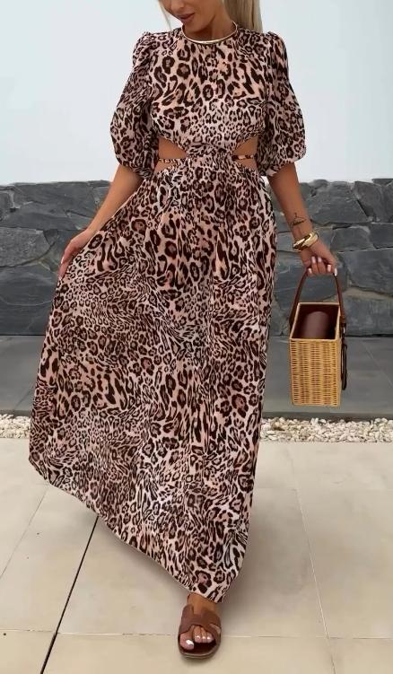 Leopard print halter waist dress