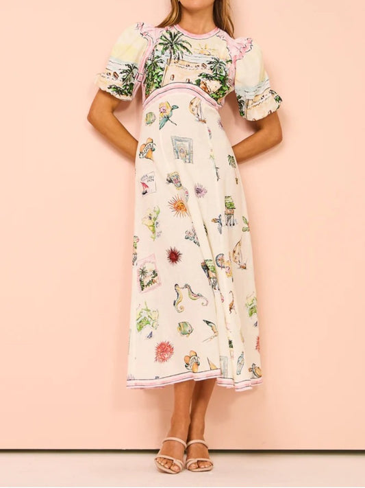 SUNSET MIDI DRESS PRINT