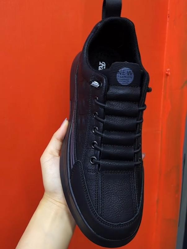 FM black soft leather casual shoes