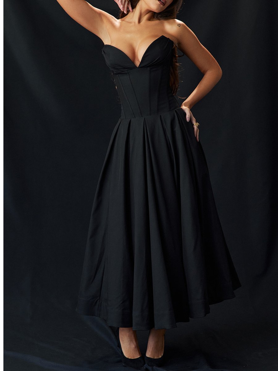 Vintage Strapless Pleated Dress