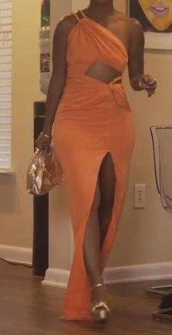 Orange one-sided casual dress