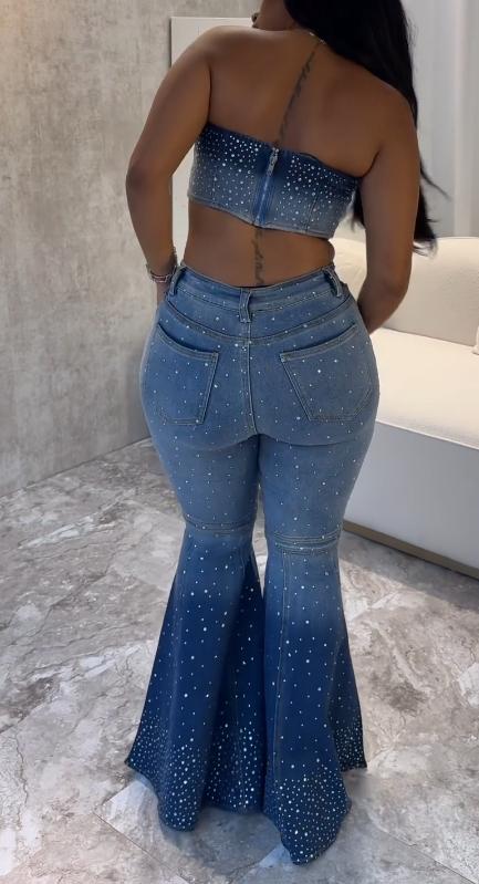 Full Of Stars Rhinestone Denim Pants