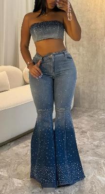 Full Of Stars Rhinestone Denim Pants