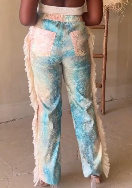 Water Color Fringe Pants