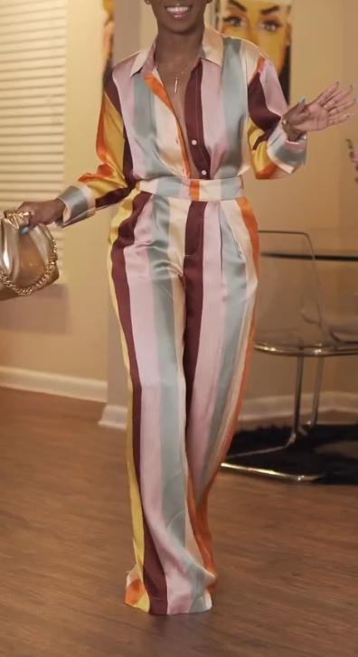 Striped silk suit