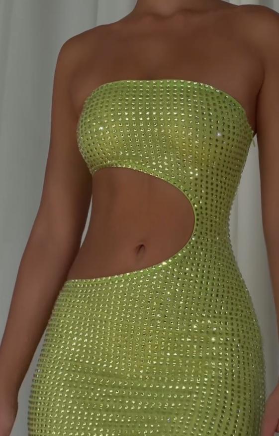 Shiny tube top strapless dress