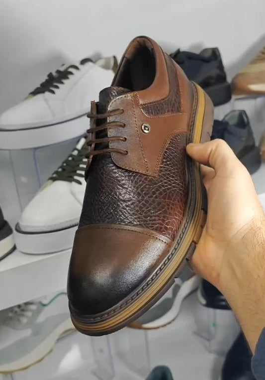 Low-top stitching retro leather shoes