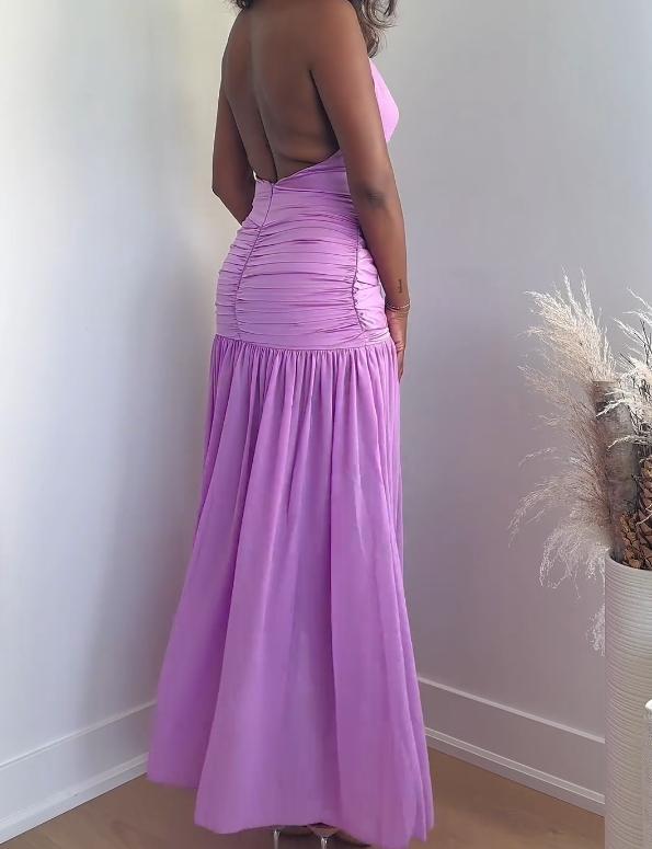 Violet dress with neck hanging