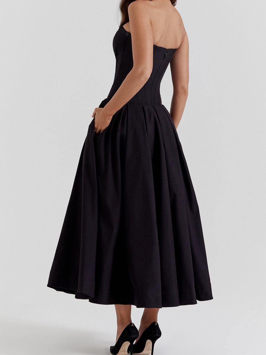 Vintage Strapless Pleated Dress