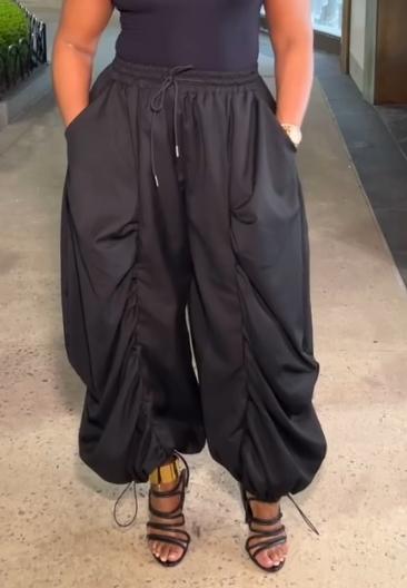 Workwear drawstring pleated overalls