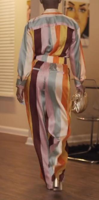 Striped silk suit